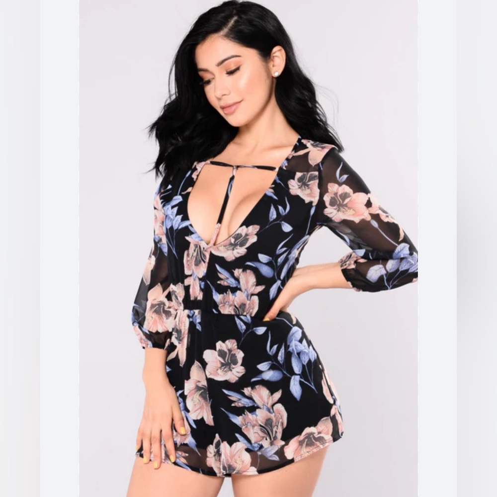 Black Floral Romper